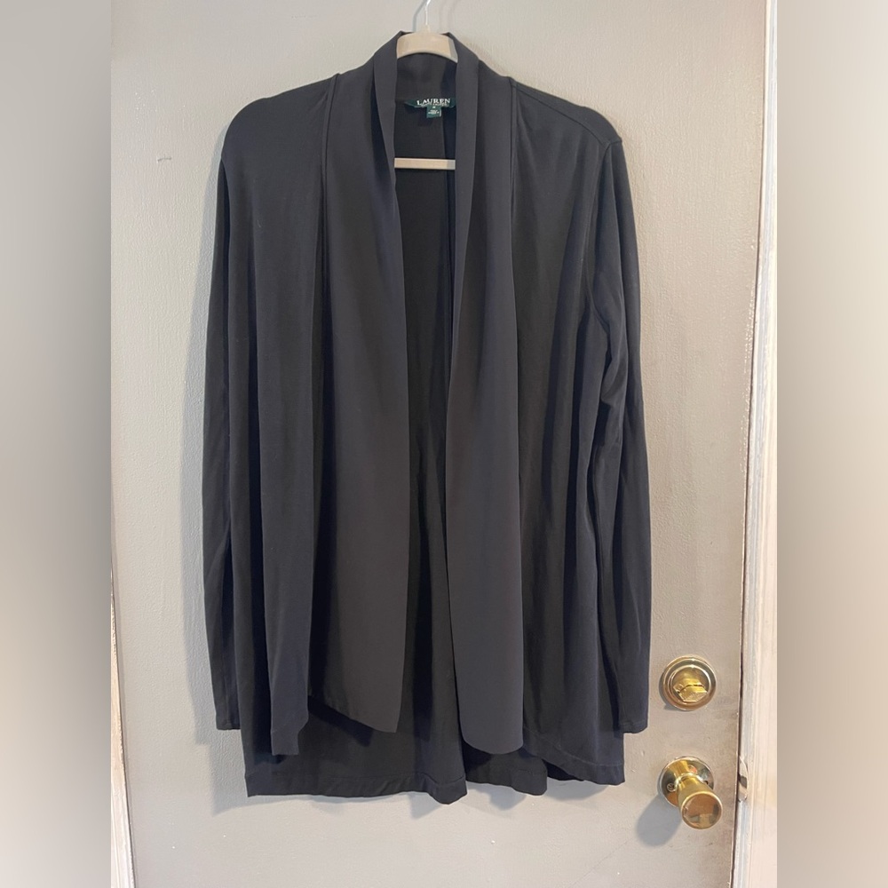 Lauren Ralph Lauren Minimalist Neutral Black Open Cardigan‎ Size M